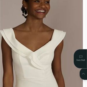 David's Bridal Classic White V-Neck Dress